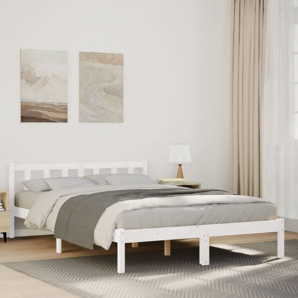 vidaXL Extra Long Bed Frame without Mattress White 140x210 cm Solid Wood Pine