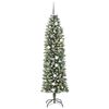 vidaXL Artificial Slim Christmas Tree Green and White 210 cm