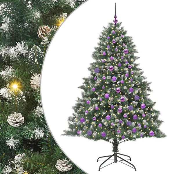 vidaXL Artificial Christmas Tree with 300 LEDs with Stand Green 180 cm