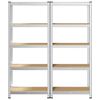 vidaXL 5-Layer Storage Shelves 2 pcs Silver Steel&Engineered Wood