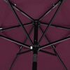 vidaXL 3-Tier Garden Parasol with Aluminium Pole Bordeaux Red 2.5 m