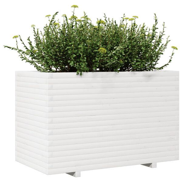 vidaXL Garden Planter White 110x60x72 cm Solid Wood Pine