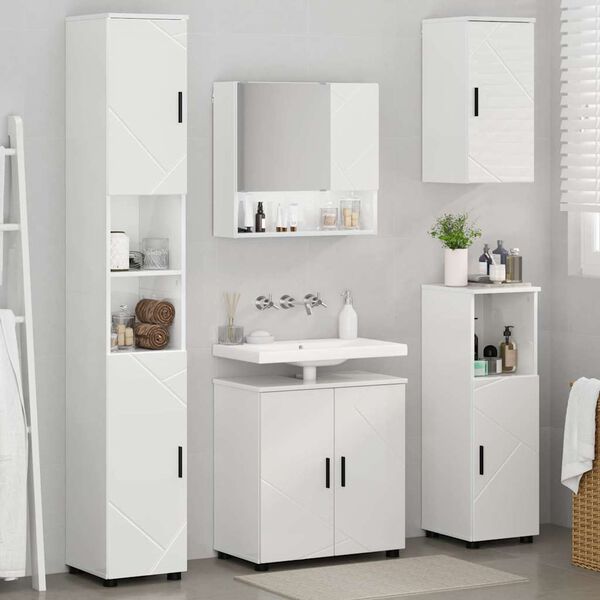 vidaXL Bathroom Furniture Set Wall-mounted 5 pcs High Gloss White