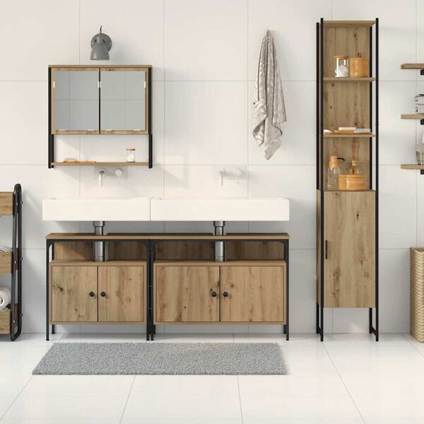 vidaXL Bathroom Furniture Set 4 pcs Artisan oak Engineered wood