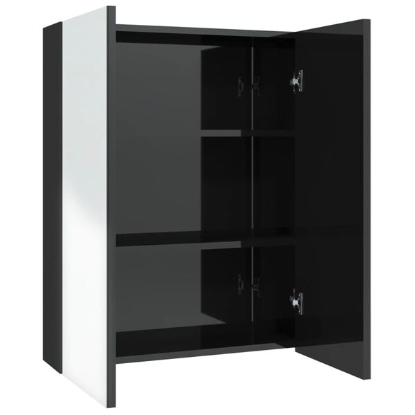vidaXL Bathroom Mirror Cabinet 60x15x75 cm MDF Shining Black