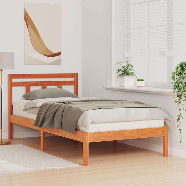 vidaXL Bed Frame Brown 75 x 190 cm Solid Pine Wood