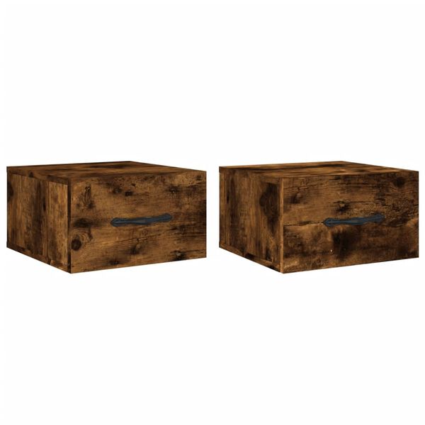 vidaXL Wall-mounted Bedside Cabinets 2 pcs Smoked Oak 35x35x20 cm