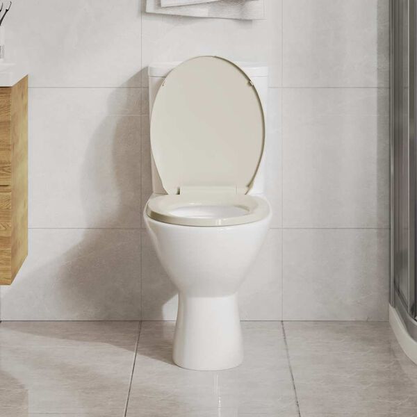 vidaXL Soft-Close Toilet Seat Apricot Oval