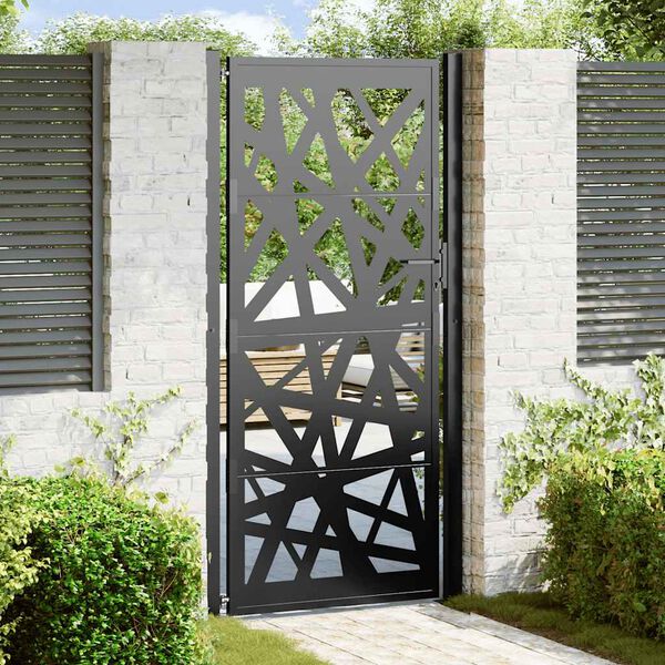 vidaXL Garden Gate Black 100x200 cm Steel Light Design
