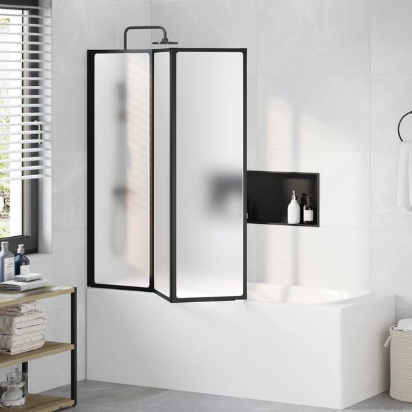vidaXL Shower Screen Folding Black 132 x 2 x 140 cm Aluminium and PP