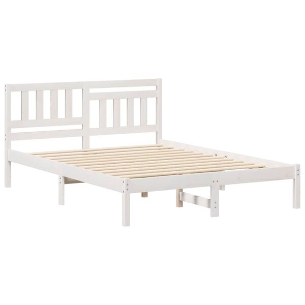 vidaXL Bed Frame with Headboard White 120 x 200 cm Solid Pine Wood