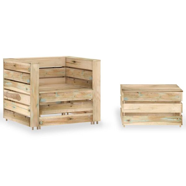 vidaXL 2 Piece Garden Pallet Lounge Set Impregnated Pinewood