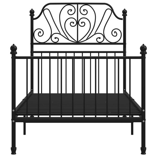 vidaXL Bed Frame without Mattress Black Metal 100x200 cm