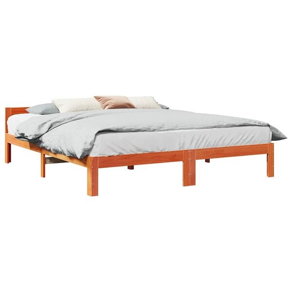 vidaXL Bed Frame without Mattress Wax Brown 160x200 cm Solid Wood Pine