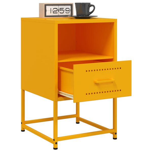 vidaXL Bedside Cabinets 2 pcs Mustard Yellow 36x39x60.5 cm Steel