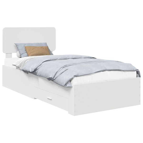 vidaXL Bed Frame with Headboard White 90 x 200 cm Engineered Wood