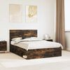 vidaXL Bed Frame Smoked Oak 140 x 200 cm Solid Pine Wood
