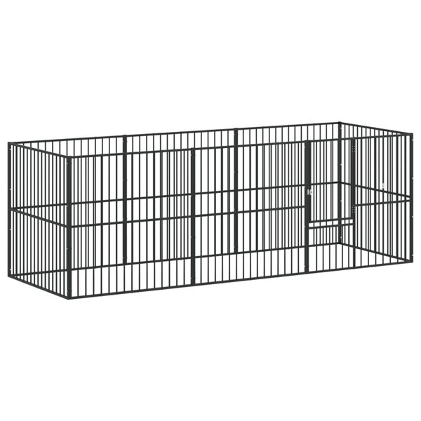 vidaXL Dog Playpen 8 Panels Black Galvanised Steel