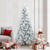 vidaXL Artificial Hinged Christmas Tree Snow Flocked White 210 cm