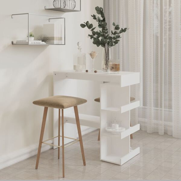 vidaXL Bar Table with Storage Rack White 100x50x101.5 cm Engineered Wood