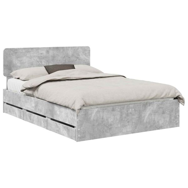 vidaXL Bed Frame Concrete Grey 140 x 200 cm Engineered Wood