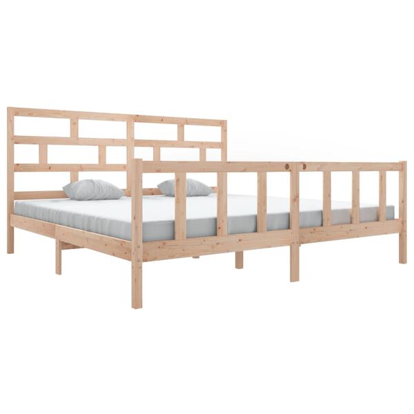 vidaXL Bed Frame without Mattress Solid Wood Pine Super King