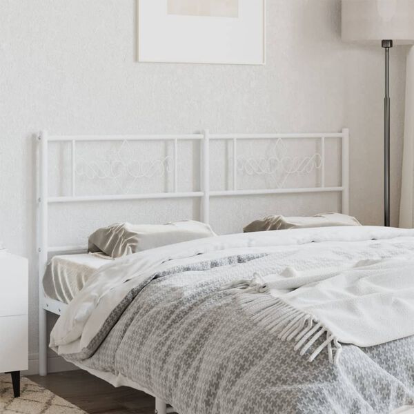 vidaXL Metal Headboard White 150 cm