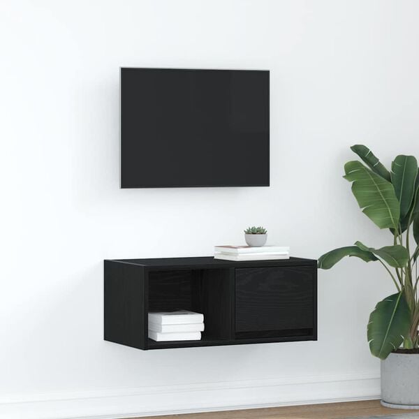 vidaXL TV Cabinet Black Oak 60x31x25.5 cm Engineered Wood
