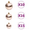 vidaXL 120 Piece Christmas Ball Set with Peak and 300 LEDs Rose Gold