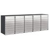 vidaXL Wheelie Bin Storage for 5 Bins Stainless Steel Anthracite