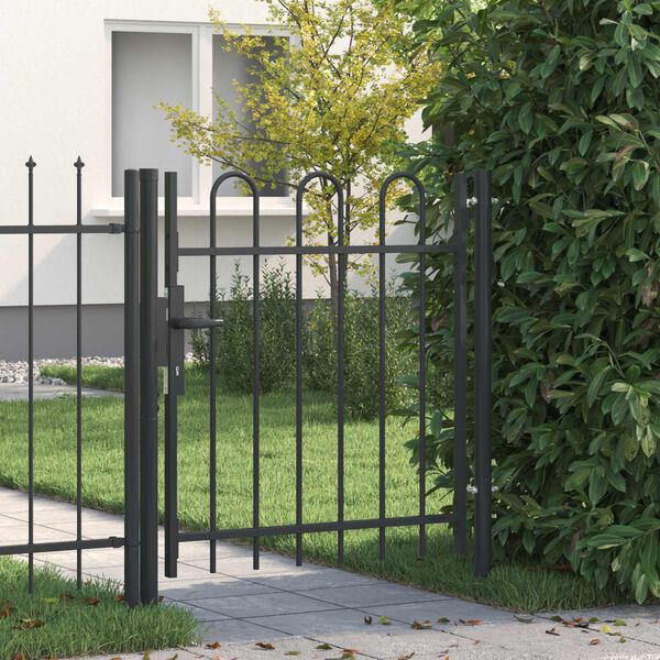 vidaXL Fence Gate Boxtel Grey 103 x 150 cm Powder-Coated Steel