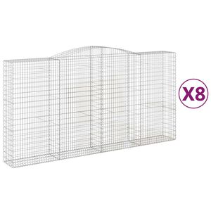 vidaXL Arched Gabion Baskets 8 pcs 400x50x200/220 cm Galvanised Iron