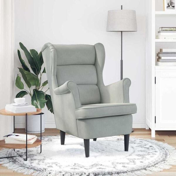 vidaXL Armchair Light Grey 92 x 71 x 91 cm Velvet