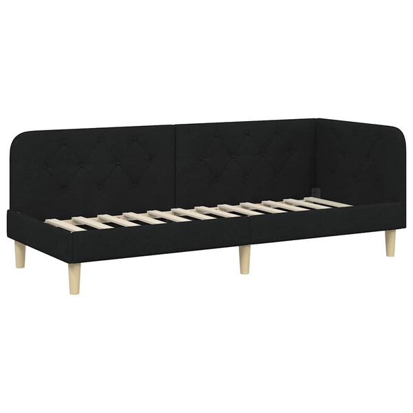 vidaXL Corner Bed Frame with Headboard Black 80 x 200 cm Fabric