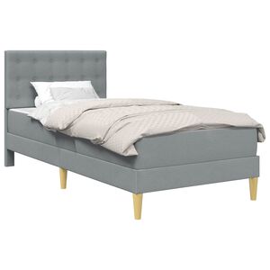 vidaXL Bed Frame with Mattress Light Grey 90 x 190 cm Fabric