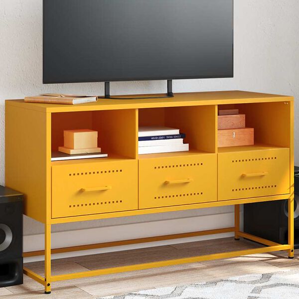 vidaXL TV Cabinet Mustard Yellow 100.5x39x60.5 cm Steel