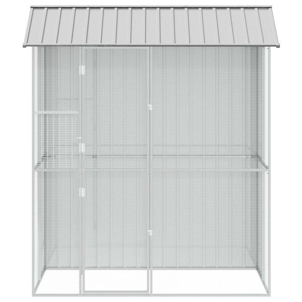vidaXL Bird Cage with Storage Grey 215 x 110 x 247 cm Galvanised Steel
