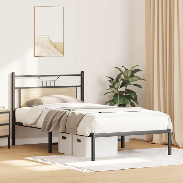 vidaXL Bed Frame without Mattress Sonoma Oak 107x203 cm Engineered Wood