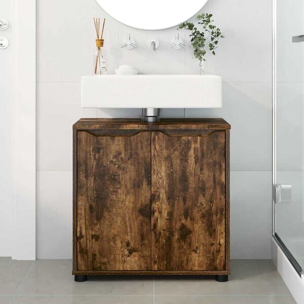 vidaXL Bathroom Basin Cabinet with Shelf Smoked Oak 60 x 30 x 60 cm