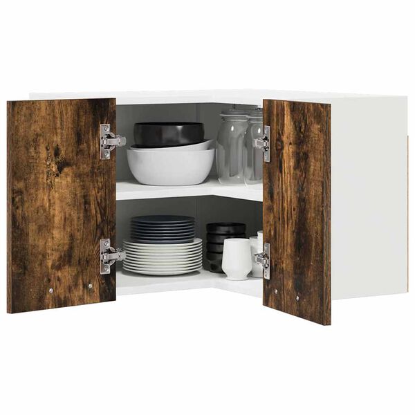 vidaXL Hanging Cabinet Smoked Oak and White 57 x 57 x 40 cm