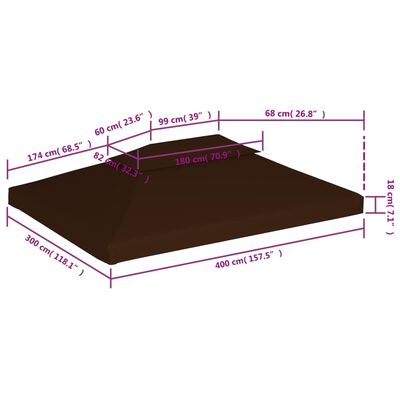 vidaXL 2-Tier Gazebo Top Cover 310 g/m² 4x3 m Brown