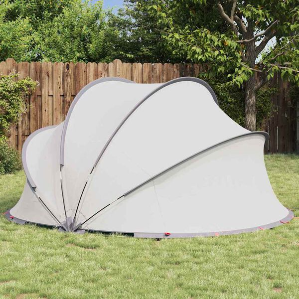 vidaXL Pool Dome Folding Manual Grey and Orange 336 x 322 x 160 cm