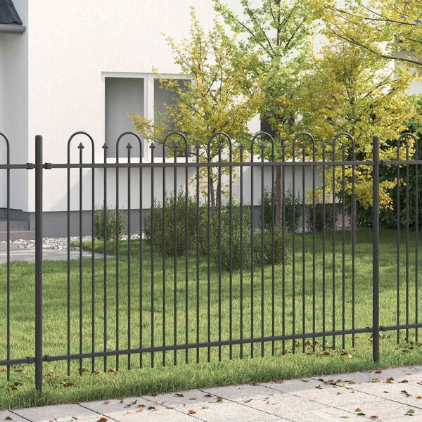 vidaXL Spike Arch Fence Black 200 x 166 cm Powder-Coated Steel