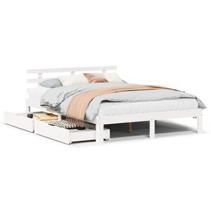 vidaXL Bed Frame with Drawers without Mattress White 120x200 cm