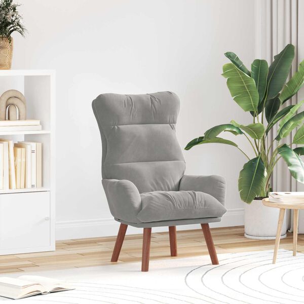 vidaXL Armchair Light Grey 69 x 74 x 93 cm Velvet