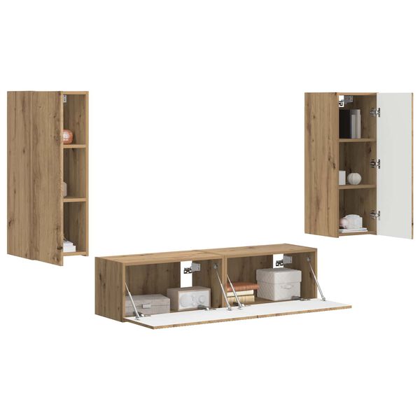 vidaXL TV Cabinet Set Wall-mounted 2 pcs Artisan Oak Engineered Wood