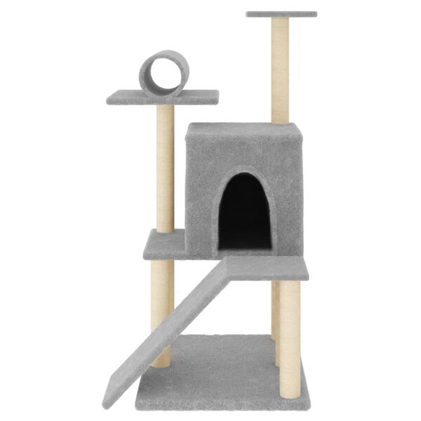 vidaXL Cat Tree with Sisal Scratching Posts Light Grey 110.5 cm
