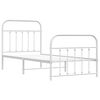 vidaXL Metal Bed Frame without Mattress with Footboard White 90x190cm
