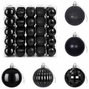 vidaXL Christmas Ball Set 75 pcs Black 6 cm Polystyrene