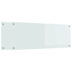 vidaXL Kitchen Backsplash 2 pcs White 110 x 40 cm Tempered Glass